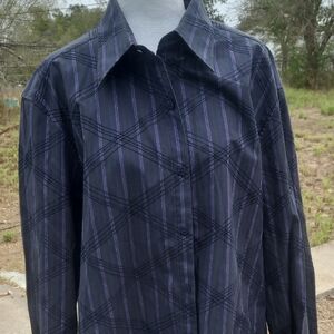 Men's Black and Purple Plaid Dress Shirt